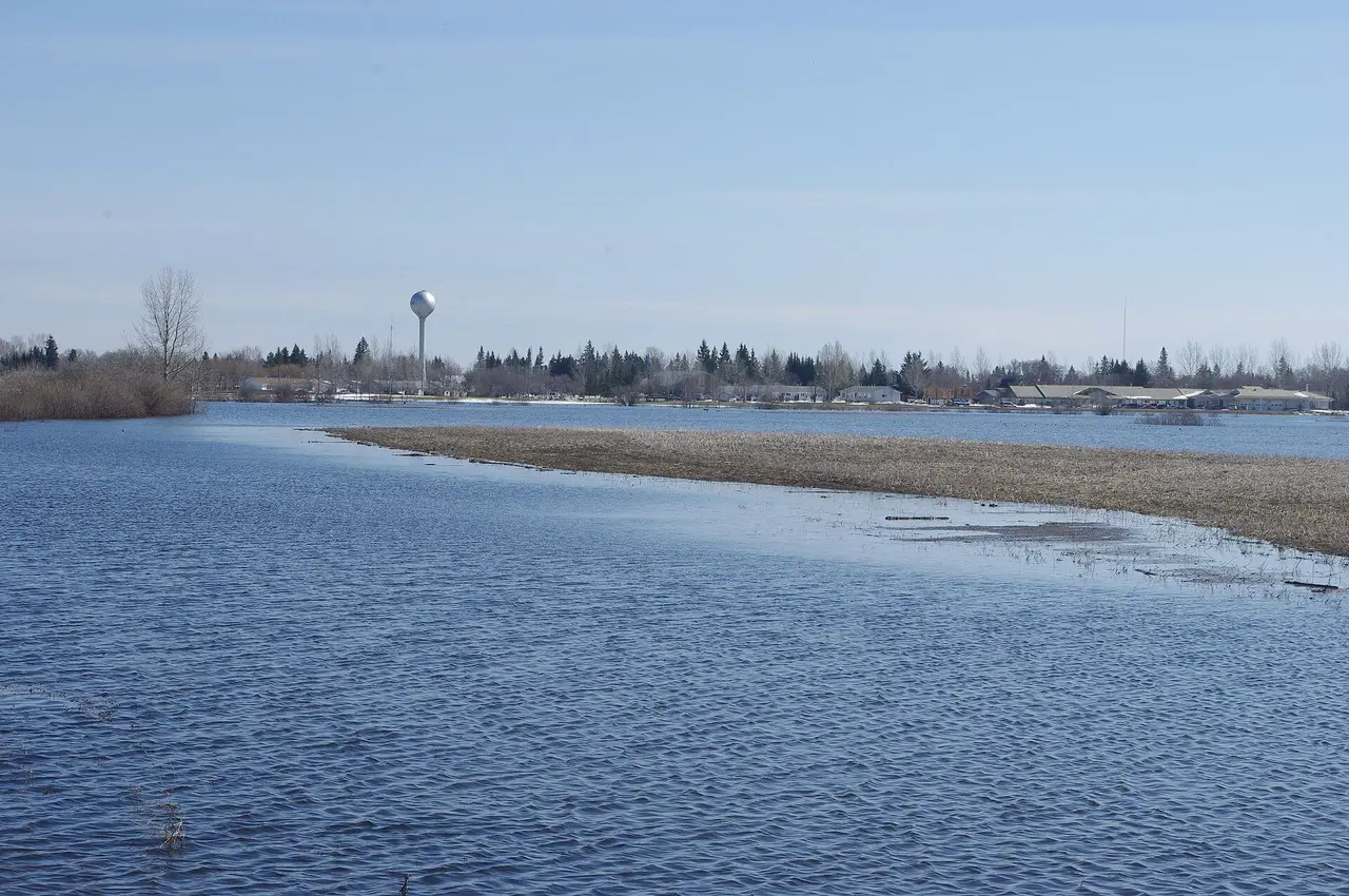 Spring flooding beside the town, May 2011